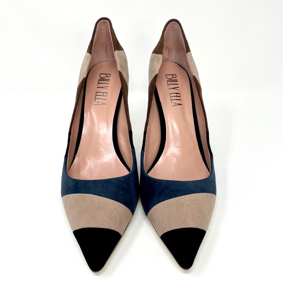 🆕 Billy Ella Patchwork Heel Size 10 Suede Leather Pointed Toe Colorblock Pump - Picture 7 of 13